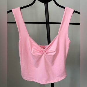 Pink Sleeveless Tank Top with Gathered Front